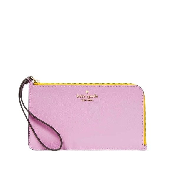 Kate Spade Lucy Bicolor Medium L Zip Wristlet, Berry Cream Multi - Picture 1 of 5